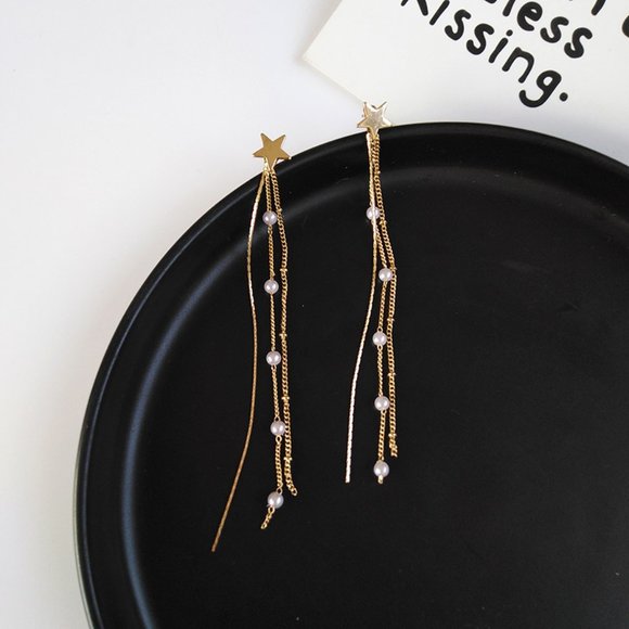 Lagom Studio Jewelry - Shooting Star Pearls Start Drop Earrings